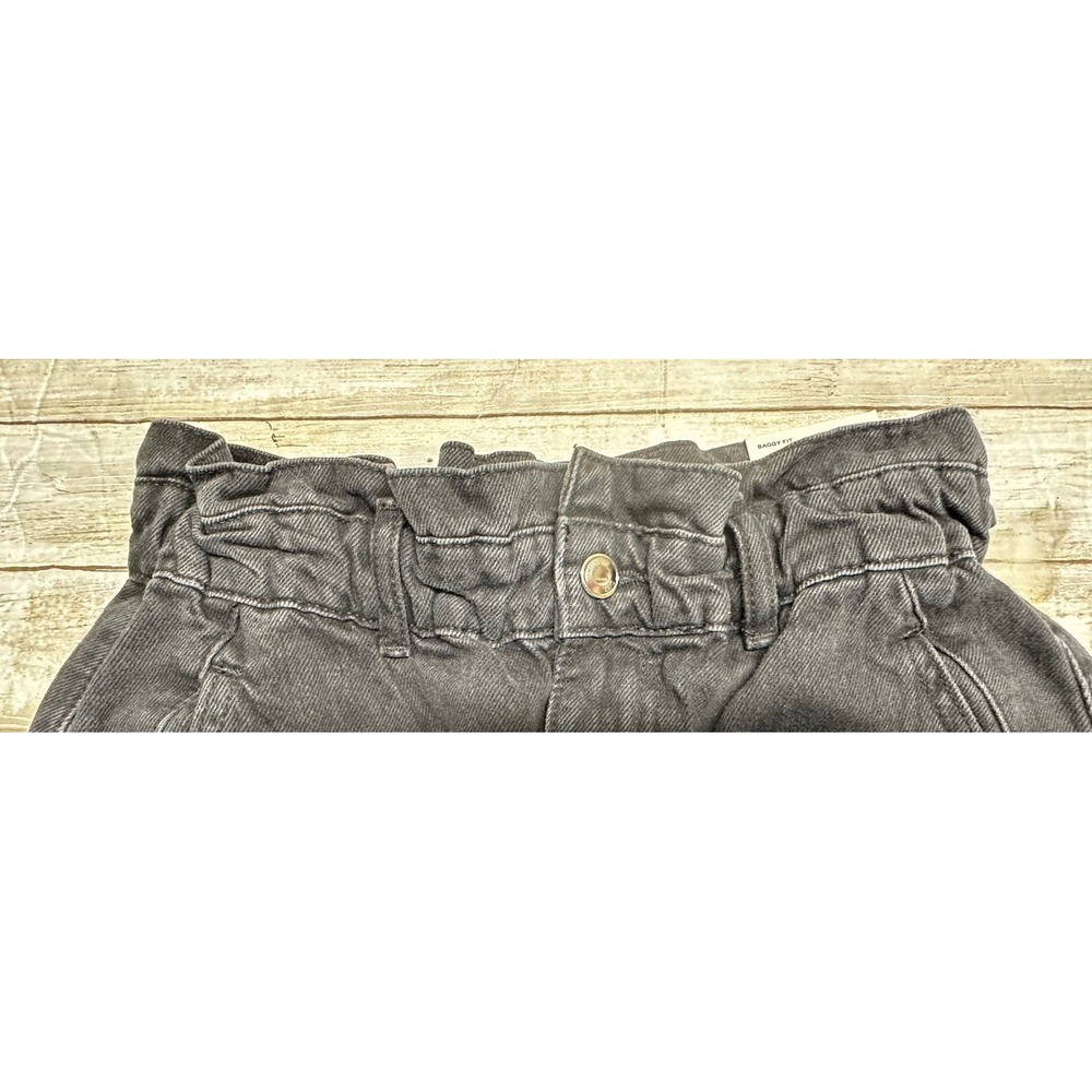 Zara Baggy Fit Paperbag Waist Carrot Leg Jeans Black Rigid Denim Womens 4 NEW - Picture 6 of 10
